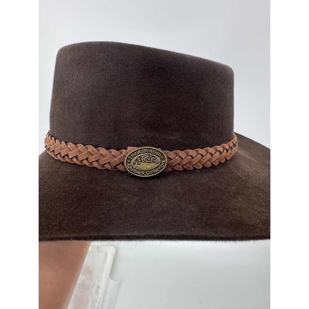 Australian Outback Collection Jackeroo Hat Mens 55 Brown Fur Felt Western Cowboy